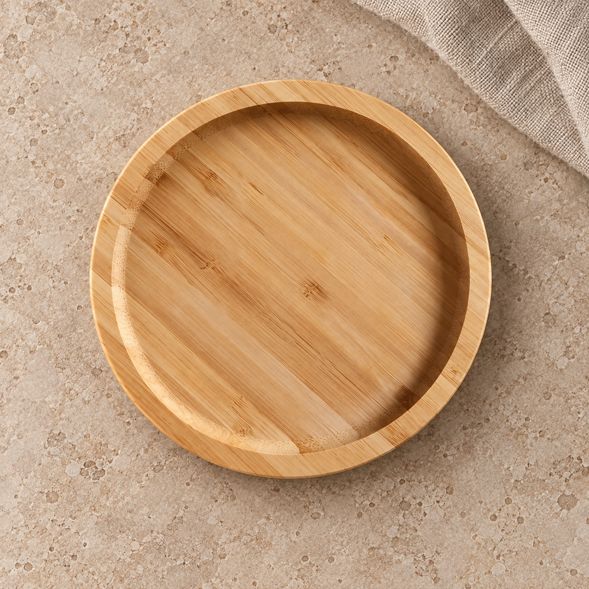 Round natural bamboo catchall tray, 15 cm diameter
