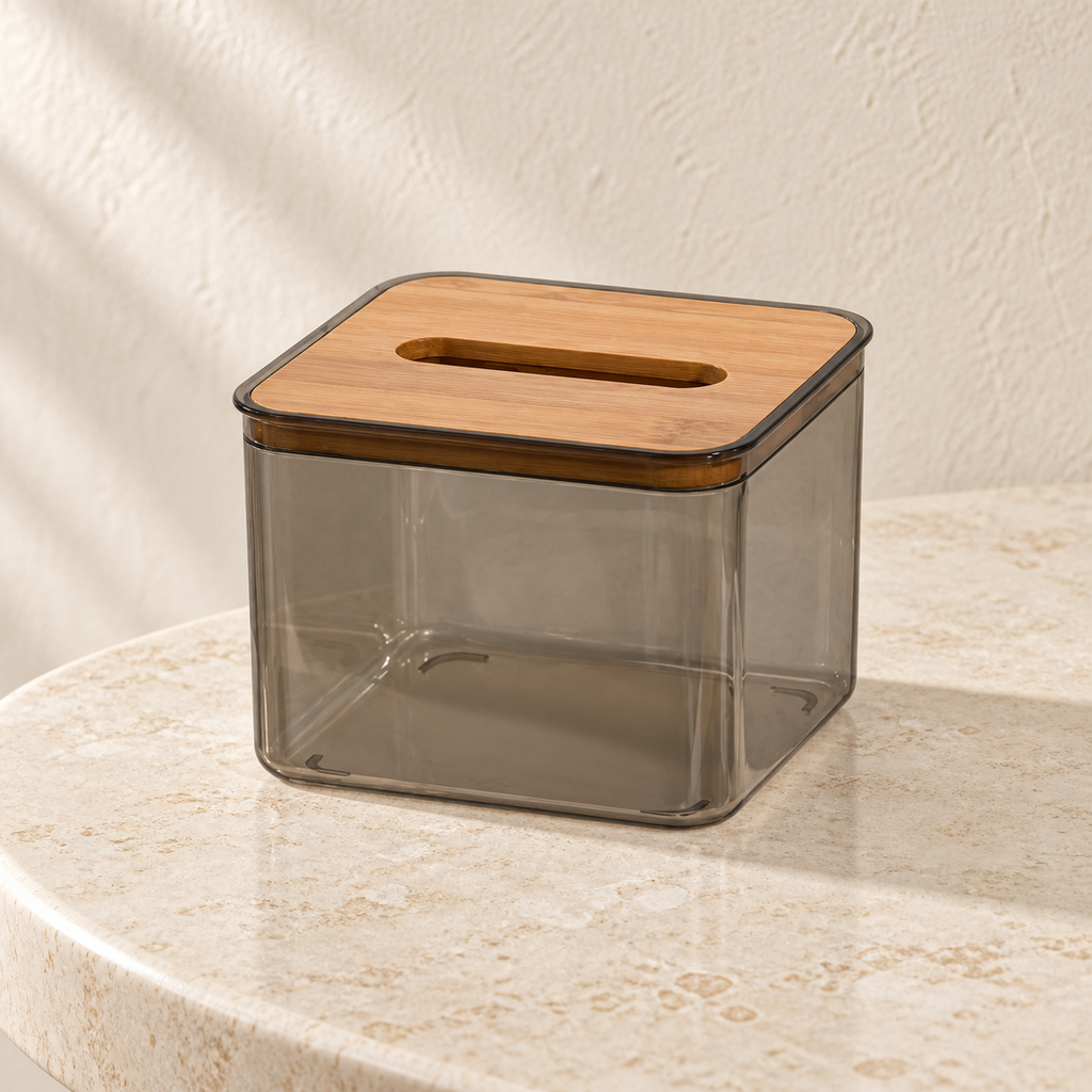 Cove Bamboo-Lid Tissue Holder