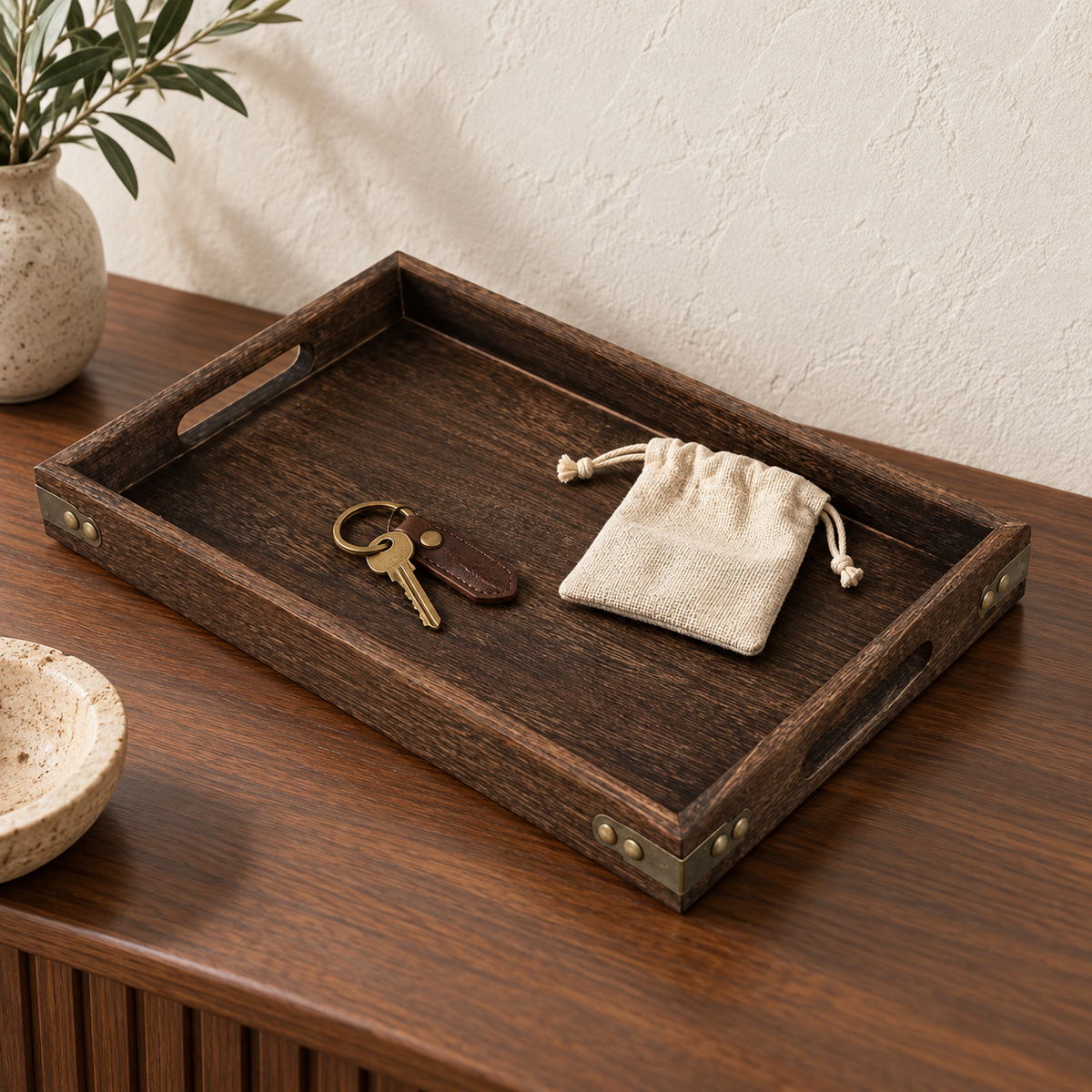 Vale Dark-Wood Catchall Tray