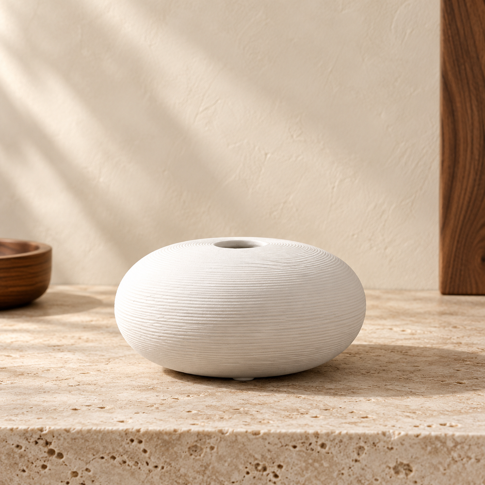 Pebble Ribbed Ceramic Bud Vase